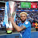 Anton Walkes celebrating the Checkatrade Trophy final win at Wembley on March 31, 2019. Picture: PinPep Media / Joe Pepler.