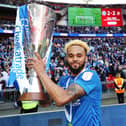 Anton Walkes celebrating the Checkatrade Trophy final win at Wembley on March 31, 2019. Picture: PinPep Media / Joe Pepler.
