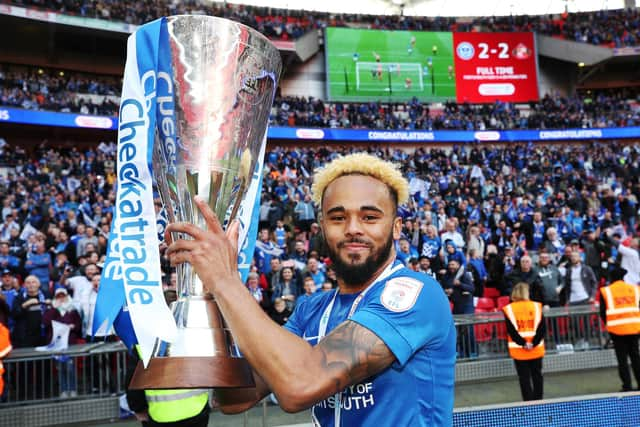 Anton Walkes celebrating the Checkatrade Trophy final win at Wembley on March 31, 2019. Picture: PinPep Media / Joe Pepler.