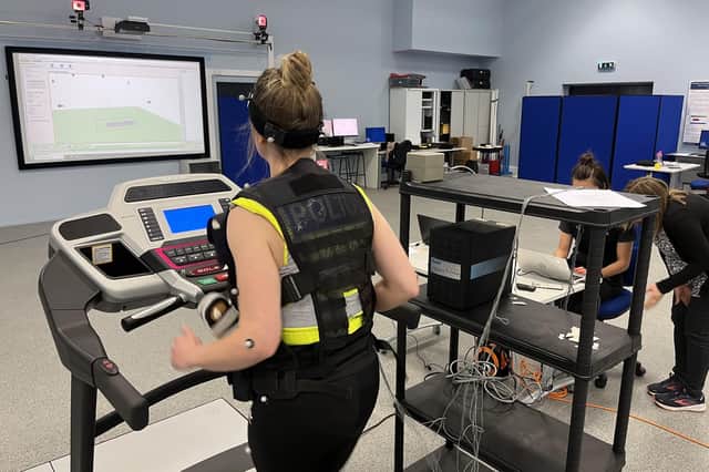 A woman using University of Portsmouth sensors to detect breast health. Picture: PA