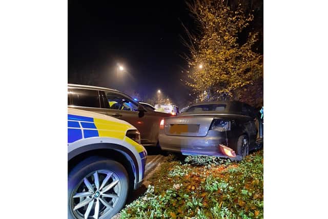 Two men were chased across the county, stopped with a stinger and arrested. Picture: Hampshire Roads Policing Unit.
