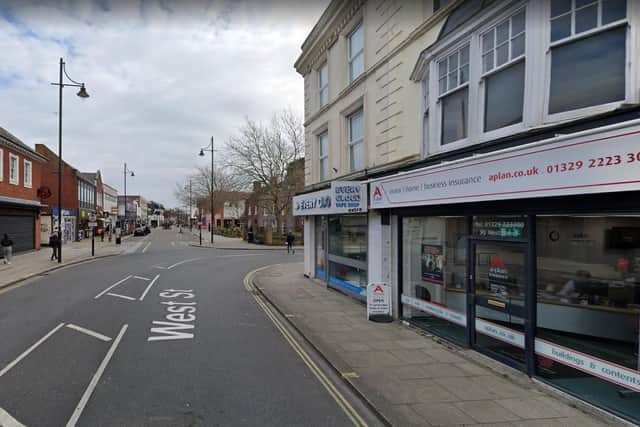 The blaze broke out at the former Argos building in West Street, Fareham, earlier this morning. Picture: Google Street View.