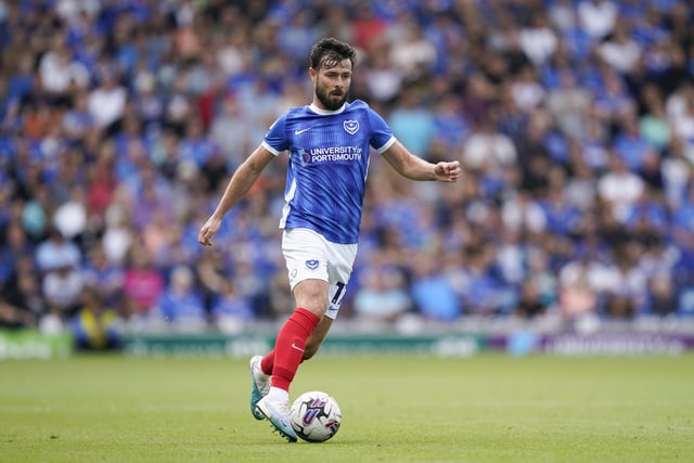 Joe Rafferty in action during the first half of Pompey's encounter with Cheltenham at Fratton Park.