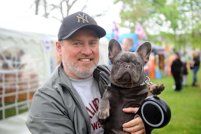 Krzysztof Jurek from North End with his French Bulldog Walter. Picture: Sarah Standing (020522-3231)