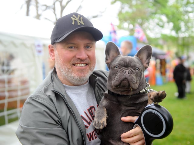 Krzysztof Jurek from North End with his French Bulldog Walter. Picture: Sarah Standing (020522-3231)