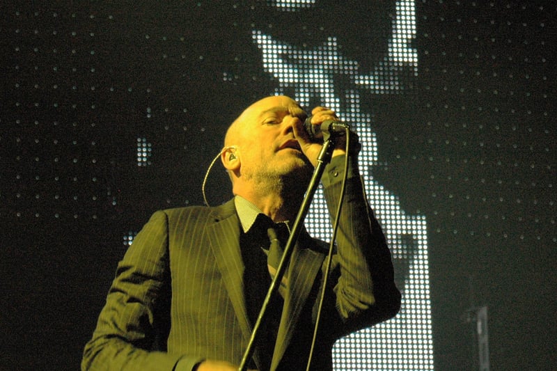 REM performing at The Rose Bowl, West End in August 2008.