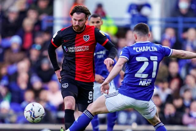Ryan Tunnicliffe returned to Pompey's side at Ipswich, yet was overlooked for corner-taking duties. Picture: Malcolm Bryce/ProSportsImages
