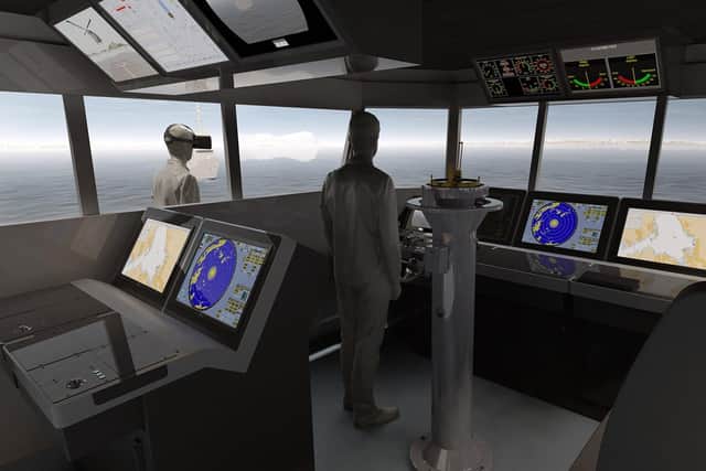 A graphic depicting sailors using the new simulators. Picture: Royal Navy.