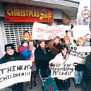 A protest regarding an arcade on corner of Gladys Avenue, North End in March 1996 PP154