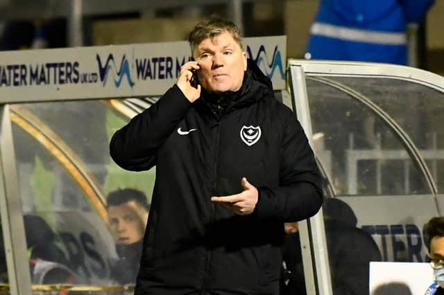 Assistant manager Joe Gallen will continue talking to Kenny Jackett on the phone during Pompey matches. Jackett is expected to be missing for two weeks. Picture: Graham Hunt/ProSportsImages