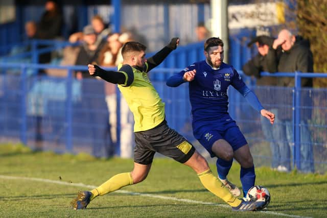 Steve Ramsey, right, during the last game of his 'loan' spell at Baffins Milton Rovers against Bournemouth Poppies.
Picture: Chris Moorhouse