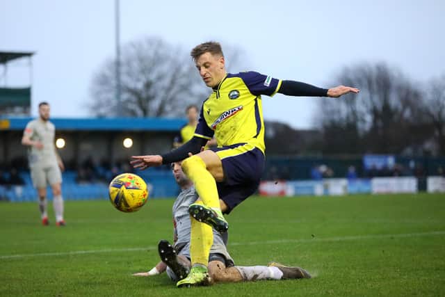 Mason Walsh in action against Walton Casuals. Picture: Chris Moorhouse