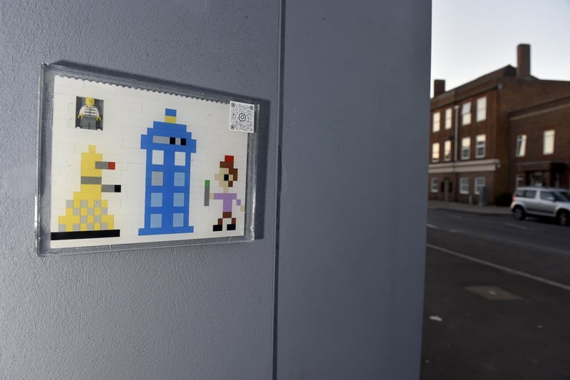 Vanguard Comics in Stoke Road, Gosport, celebrated 60 years of Doctor Who at the shop on Thursday, November 23.

Pictured is: Local artist "Bricksy" created a Doctor Who themed artwork outside Vanguard Comics.

Picture: Sarah Standing (231123-2070)