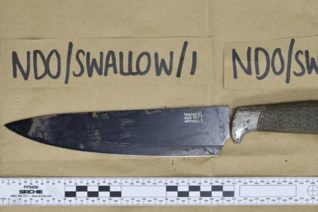 The knife allegedly used by Kevin Batchelor to kill George Allison which was recovered from a storm drain. Picture: Hampshire police.