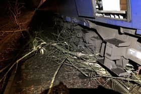 Damage to South Western Railway trains during Storm Eunice. Picture: SWR