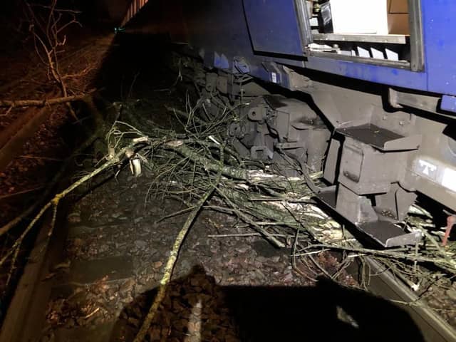 Damage to South Western Railway trains during Storm Eunice. Picture: SWR