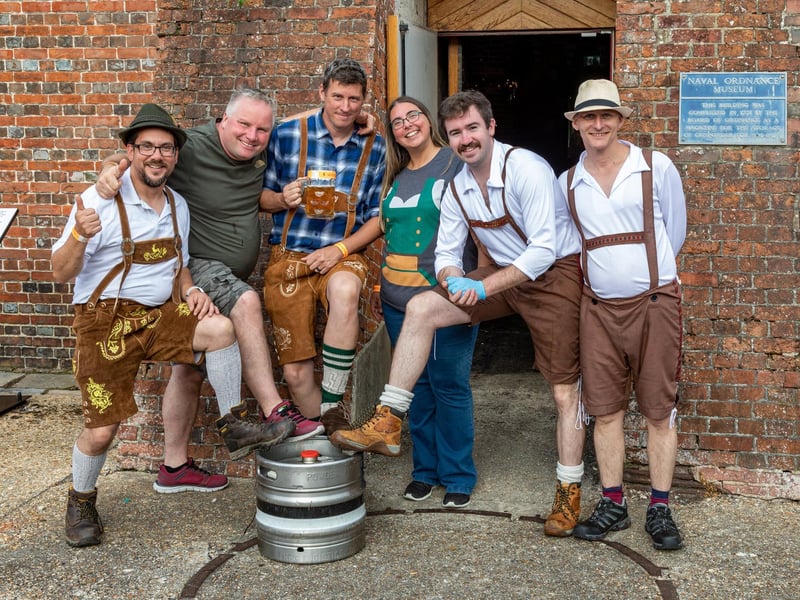 Dressed for drinking: visitors to the Powder Monkey Oktoberfest in Gosport. Picture: Mike Cooter (011023)