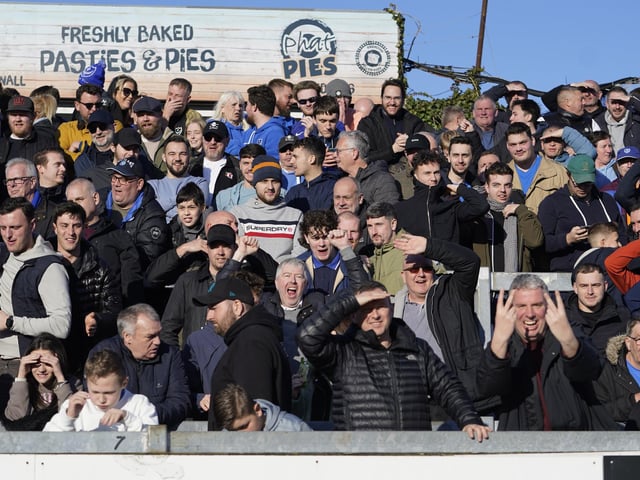 Pompey fans at the Blues' victory at the Memorial Stadium.