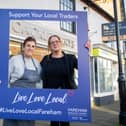 Cackleberry's, Fareham is taking part in the Live Love Local campaign - it has a frame that customers can hold up and get their picture taken with in in order to win £150 and a hamper on Thursday 2nd December 2021

Pictured: Staff member Denise White and manager, Edwina Wain

Picture: Habibur Rahman