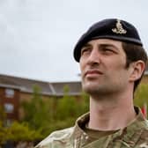 Reporter Tom Cotterill pictured during his passing out parade at ATU Pirbright. Photo: Cpl Callum Harris