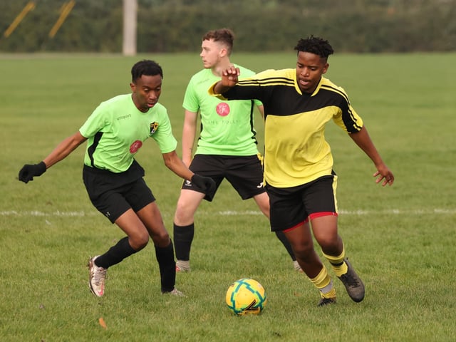 Hatton Rovers (yellow shirts) v Fratton Trades Reserves. Picture by Kevin Shipp