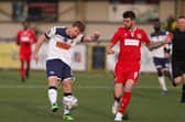 Tommy Wright in action for Hawks during their 4-2 win over Hungerford at the weekend. Tuesday's return fixture in Berkshire has been postponed due to more positive Covid tests within the Hawks camp. Picture: Chris Moorhouse