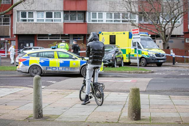 Police attending a serious incident in Buckland near Pickwick House in Portsmouth on January 11, 2021. 

Picture: Habibur Rahman