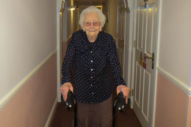 Lily Barnett, 97, has vowed to walk up and down the corridor outside her flat at Lee-on-Solent all in aid of Help For Heroes. She is doing the 70-metre stretch six times a day for a month.