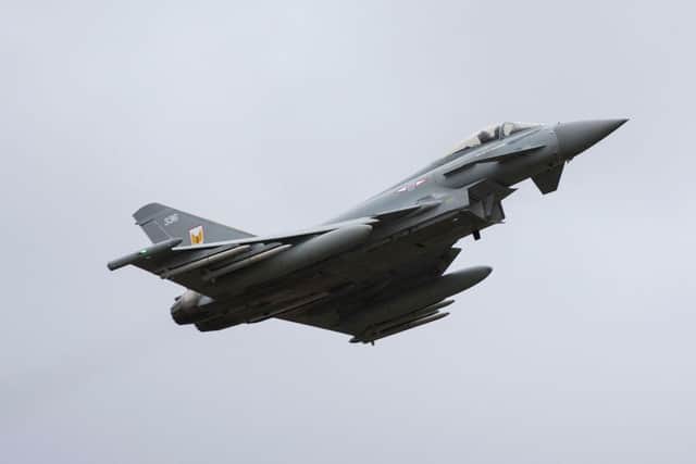 One of the two RAF Typhoons scrambled from Leuchars Station on Wednesday to intercept a pair of Russian bombers. Photo: SAC Sian Stephens/RAF