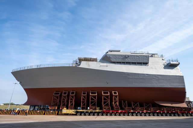 It will be joined up with the rear section of the ship in the coming weeks. Picture: John Linton