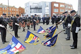 HMS Sheffield remembrance service at the Falklands Memorial in Old Portsmouth.Picture: Ian Hargreaves  (050519-6)