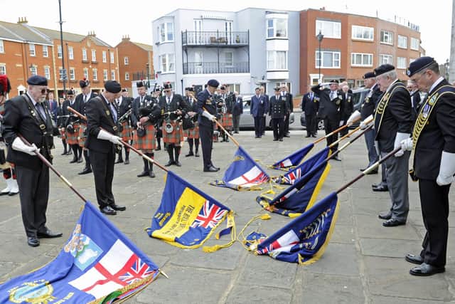 HMS Sheffield remembrance service at the Falklands Memorial in Old Portsmouth.
Picture: Ian Hargreaves (050519-6)
