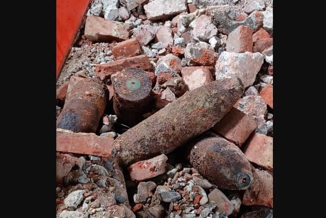 Gosport police posted to Twitter a picture of the suspicious 'shells' found and made safe by a bomb disposal team called to the Gosport museum.