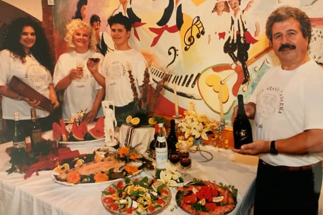 Pete Angelis with his family at The Angelis Greek Taverna in Fareham, the restaurant he ran for 27 years. He died on August 9, 2023, aged 84.