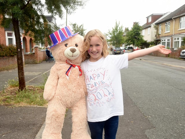 Residents in Oval Gardens, Gosport, held a street party on Sunday, June 5, to celebrate The Queen's Platinum Jubilee.
Pictured is: Jessica Brennan (8).
Picture: Sarah Standing (050622-9496)