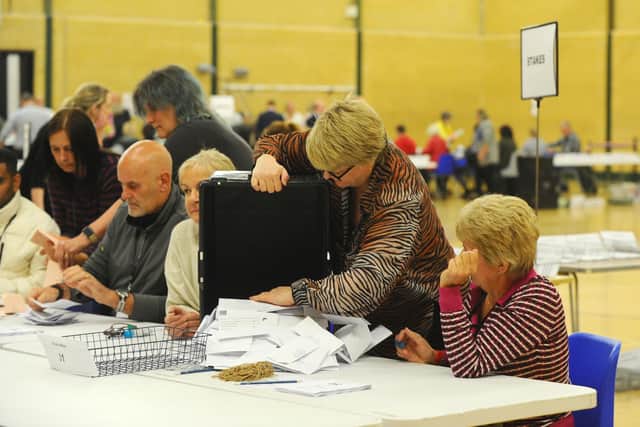 Counting for the Havant elections tonight at Havant Leisure Centre.
Picture: Sarah Standing (040523-7690)