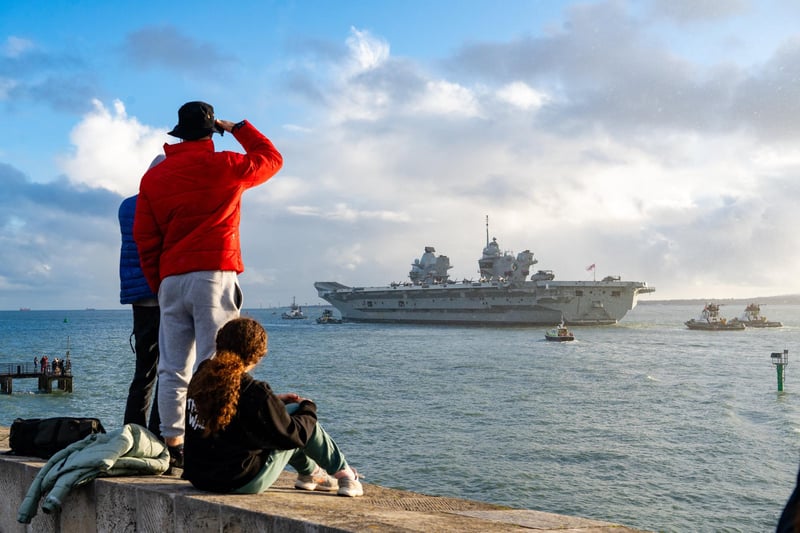 HMS Queen Elizabeth leave Portsmouth on 3rd of November. Photo by Matt Clark