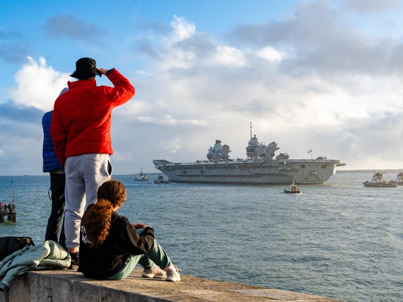 HMS Queen Elizabeth leave Portsmouth on 3rd of November. Photo by Matt Clark