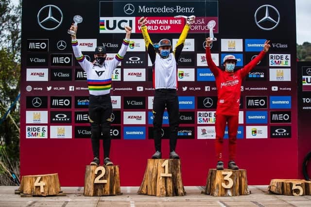 Winner Ethan Craik on the podium. Picture: @maddogboris