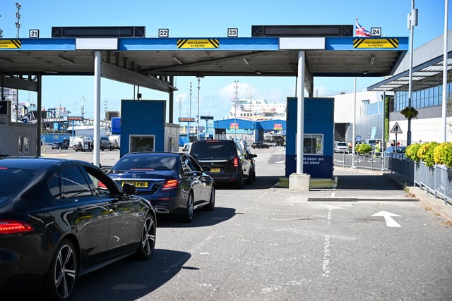 Cars queuing for ships at Portsmouth Port which is growing thanks to the new terminal