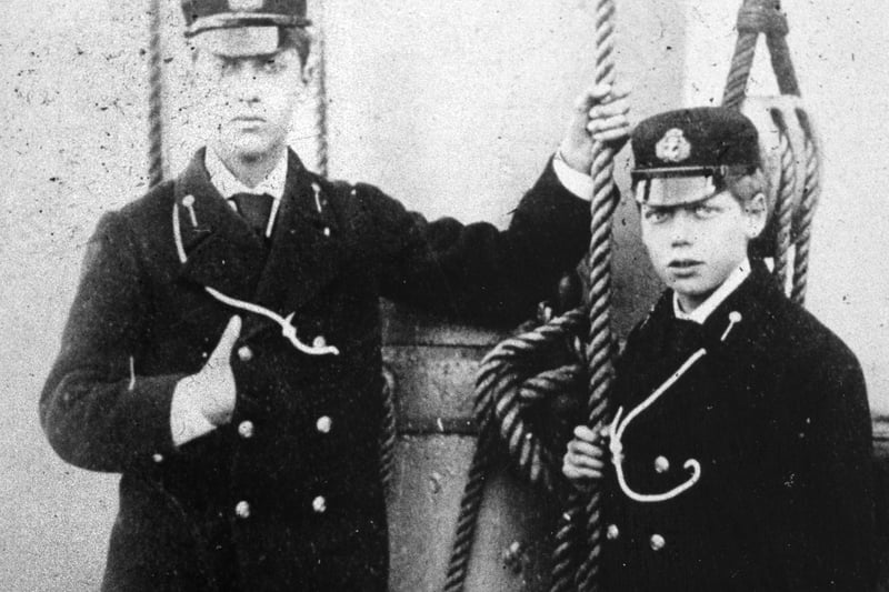 King George VI as a boy (on the right) onboard ship in Portsmouth, undated. The News PP3336