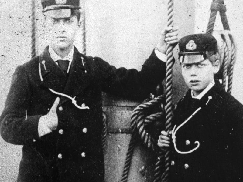 King George VI as a boy (on the right) onboard ship in Portsmouth, undated. The News PP3336