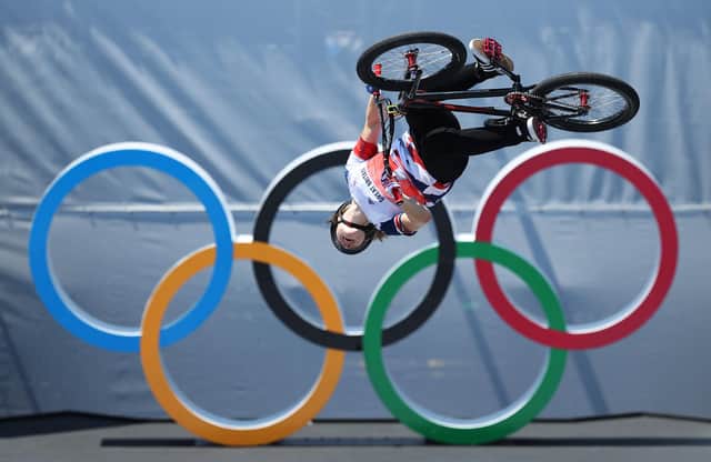Charlotte Worthington of Team Great Britain competes in the during the Women's Park Final of the BMX Freestyle at the Tokyo 2020 Olympic Games. Photo by Jamie Squire/Getty Images