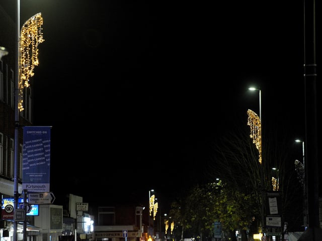 Christmas lights in High Street, Cosham, were switched on during the evening of Friday, November 22, 2024.Picture: Sarah Standing (221124-9042)