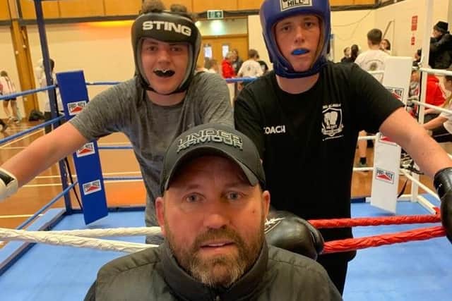 Knox White with two Heart of Hayling boxers