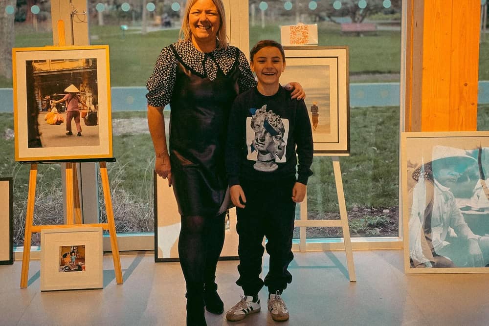 Sophia Benham & youngest son Rex Benham Wyatt aged 11 at The Exhibition