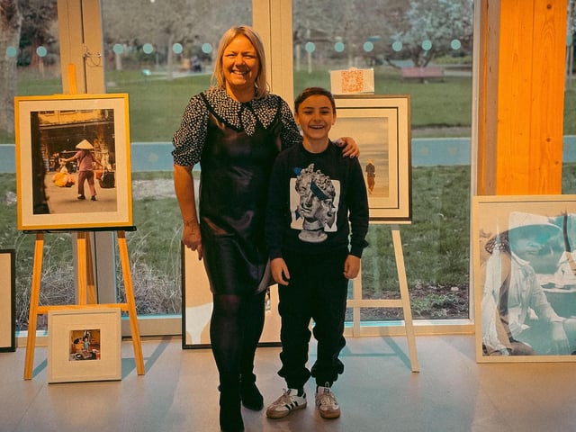 Sophia Benham & youngest son Rex Benham Wyatt aged 11 at The Exhibition