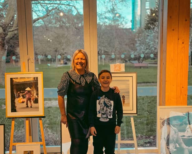 Sophia Benham & youngest son Rex Benham Wyatt aged 11 at The Exhibition