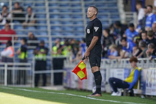 Pompey season-ticket holder Julian Browning volunteered to run the line against Cheltenham following injuries to two match officials. Picture: Jason Brown/ProSportsImages