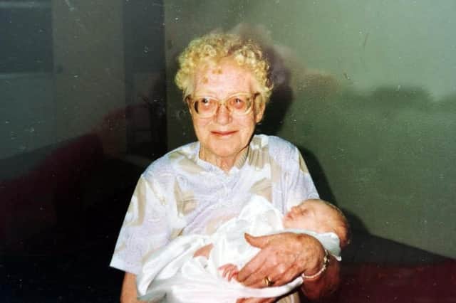 Matt Mohan-Hickson in his paternal grandma's arms